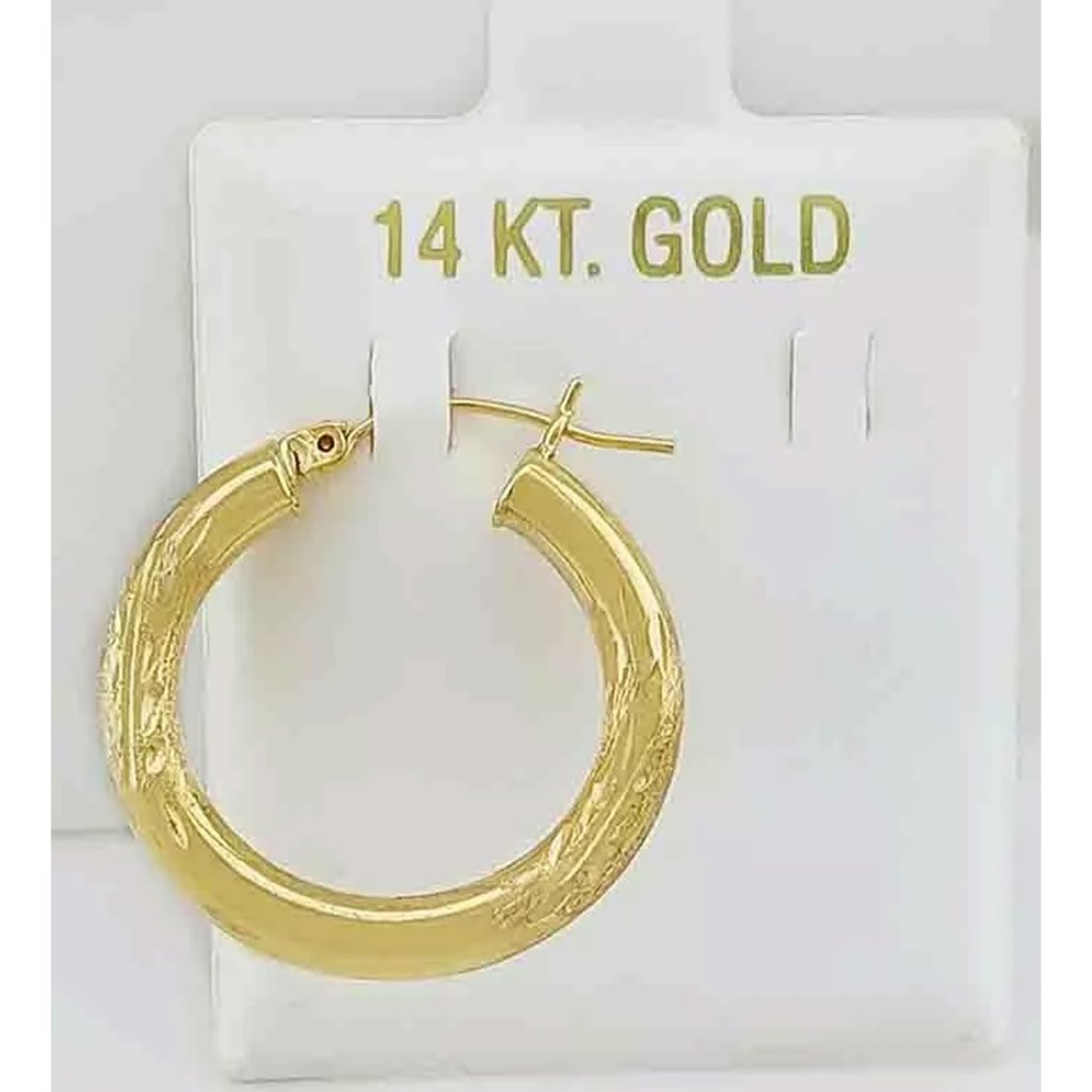 Diamond Cut Huggie Single Earring 14k Yellow Gold